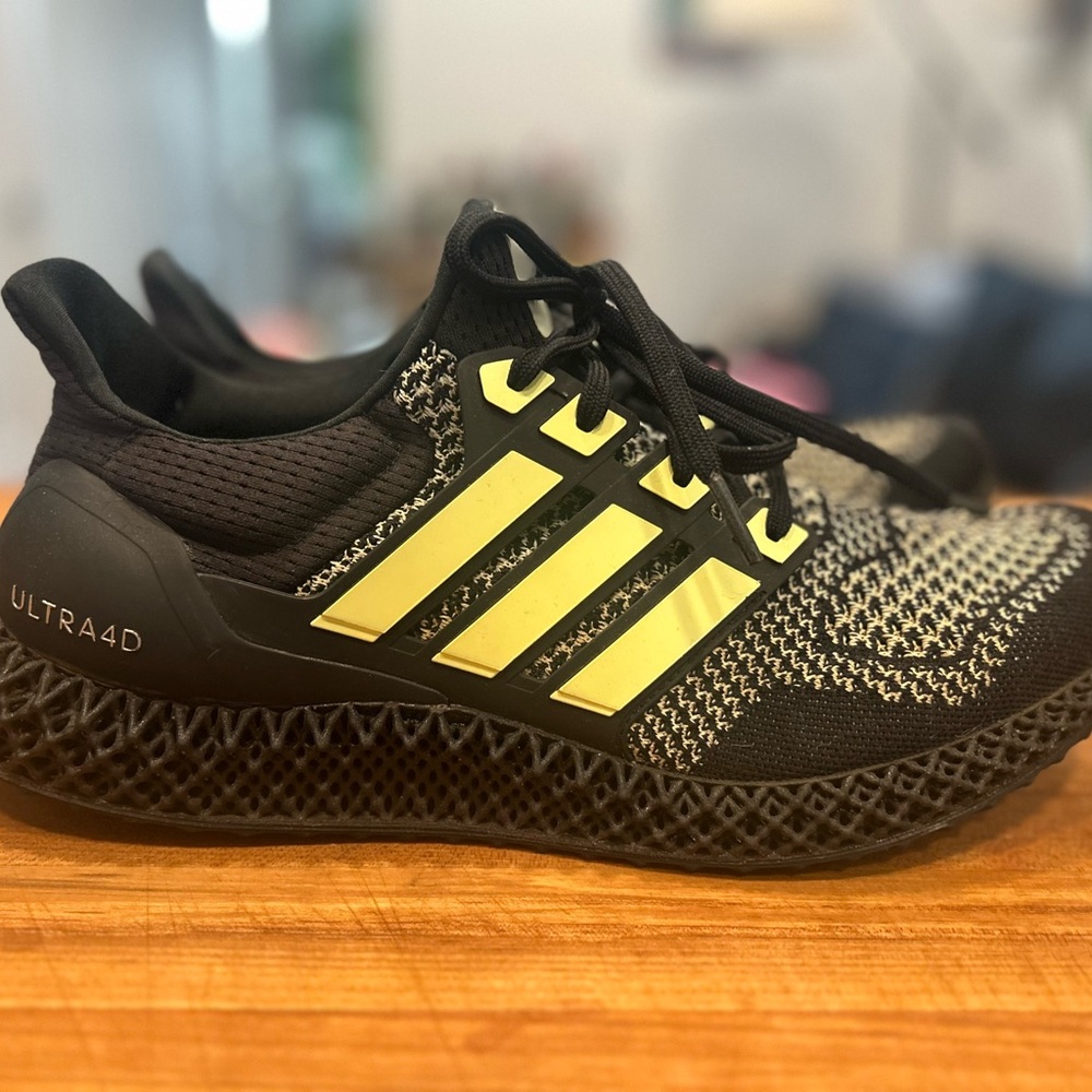 Adidas Ultra 4D Black and Yellow Sneakers